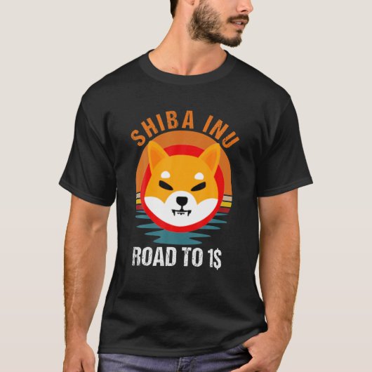 1ドルへの道、柴犬Shibコイン男性Crypto Tシャツ (正面)