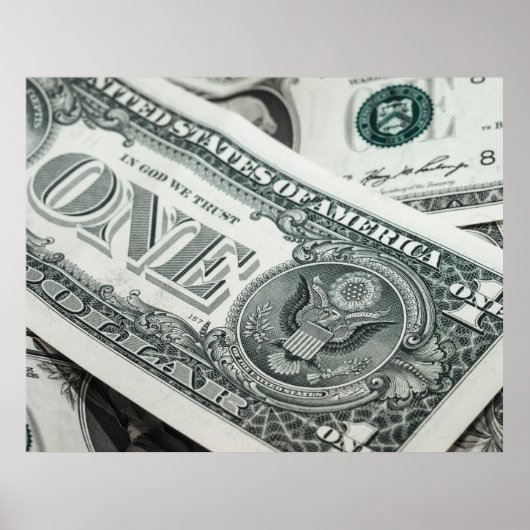 1ドル紙幣マネーマクロのクローズアップ ポスター (正面)