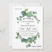 1ドル銀貨のユーカリは結婚式招待状を去ります 招待状 (正面)