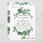 1ドル銀貨のユーカリは結婚式招待状を去ります 招待状 (正面/裏面)