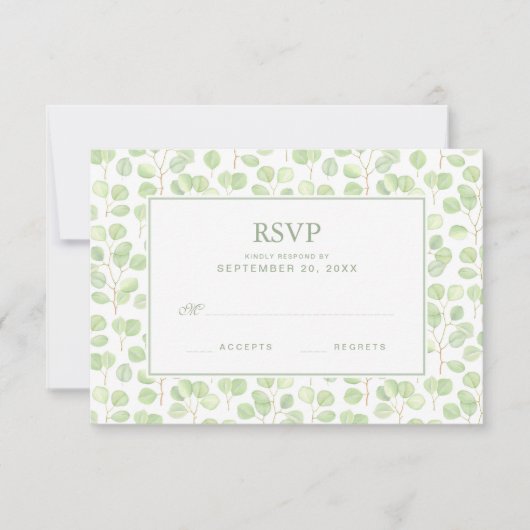 1ドル銀貨のユーカリ及び枝- RSVPを結婚すること 出欠カード (正面)
