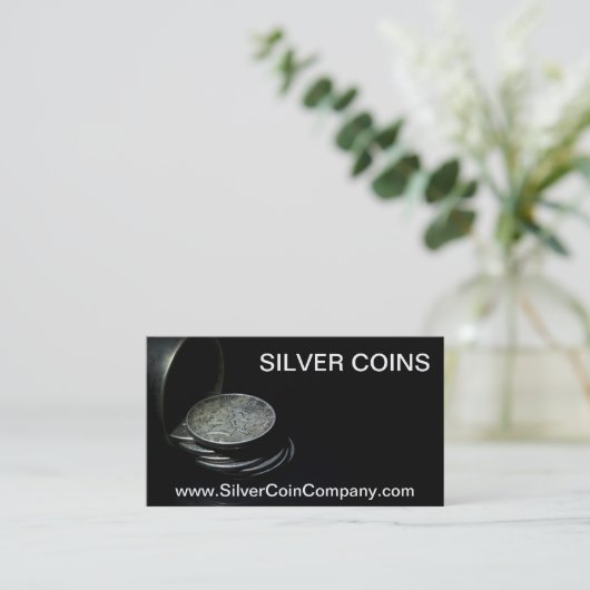 1ドル銀貨の硬貨の名刺のテンプレート 名刺 (スタンド正面)