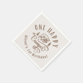 1ハッピーカンパーブラウンのミニマリスト1st誕生日 スタンダードカクテルナプキン (角)