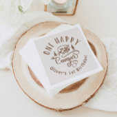 1ハッピーカンパーブラウンのミニマリスト1st誕生日 スタンダードカクテルナプキン