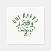 1ハッピーキャンパーのミニマリストのグリーンの最初の誕生日 スタンダードカクテルナプキン (正面)
