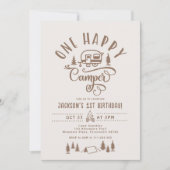 1ハッピーキャンパーミニマリストキャンプ1st誕生日 招待状 (正面)