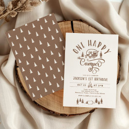 1ハッピーキャンパーミニマリストキャンプ1st誕生日 招待状