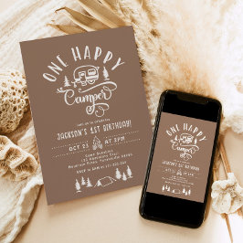 1ハッピーキャンパーミニマリストキャンプ1st誕生日 招待状