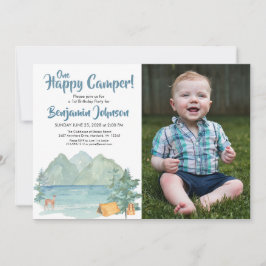1ハッピーキャンパー写真山ボーイズ1歳の誕生日 招待状