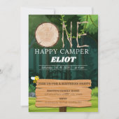 1ハッピーキャンパー少年の1歳の誕生日 招待状 (正面)