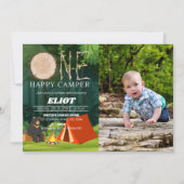 1ハッピーキャンパー少年の1歳の誕生日 招待状 (正面)