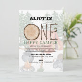 1ハッピーキャンパー少年の1歳の誕生日 招待状 (スタンド正面)