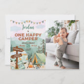 1ハッピーキャンパー誕生日招待状と写真 招待状 (正面)