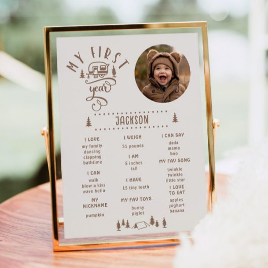 1ハッピーキャンパー1st誕生日フォトマイルストーン ポスター