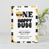 1ハッピーダッ市松模様にド絵文字1歳誕生日 招待状 (スタンド正面)