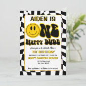 1ハッピードレトロ市松模様にパーティー1日 招待状 (スタンド正面)