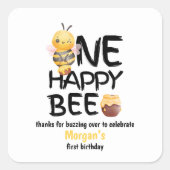 1ハッピービーハニーイエロービーガールズ1st誕生日 スクエアシール (正面)