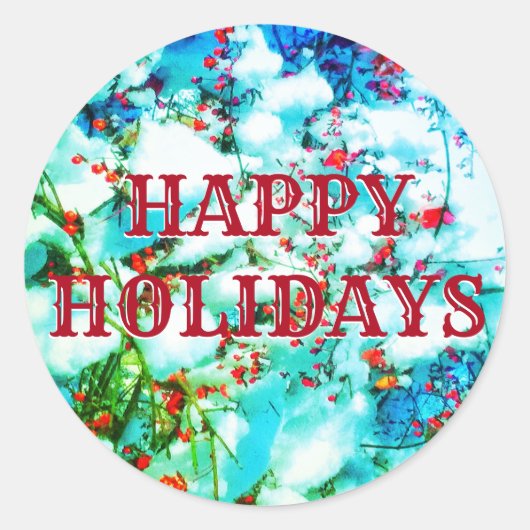 1ハッピーホリデーズベリーステッカー ラウンドシール (正面)