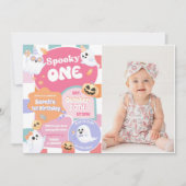 1ハロウィン不気味のGroovy 1st誕生日パーティー 招待状 (正面)