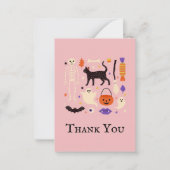 1ハロウィン不気味ピンク1歳の誕生日ありがとう ノートカード (正面)