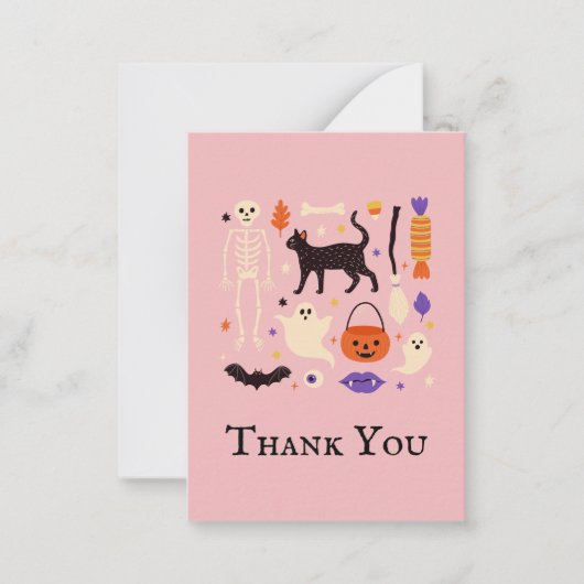 1ハロウィン不気味ピンク1歳の誕生日ありがとう ノートカード (正面)