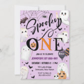 1ハロウィン不気味1st誕生日ガールパープル 招待状 (正面)