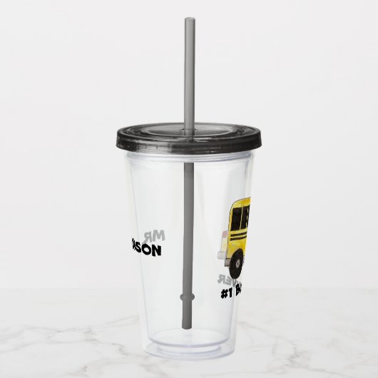 #1バスドライバイエロースクールバス先生教育 アクリルタンブラー (右)