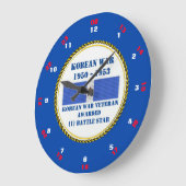 1バトルスター韓国戦争退役軍人 ラージ壁時計 (傾斜)