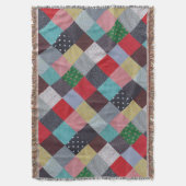 1パターン（の模様が）ある乗カラフルヴィンテージ スローブランケット (正面縦)
