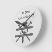 #1パパは釘付けにした。おもしろい評価引用文 ラウンド壁時計 (傾斜)