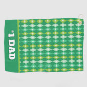 #1パパパーソナライズされたグリーンクリスマスゴルフボール ゴルフタオル (横)