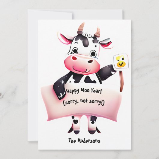 #1パパパーソナライズされたジョークおもしろいカウ年賀状 招待状 (裏面)