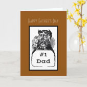 #1パパヴィンテージスケッチハッピーファーズデイ カード (黄色い花)