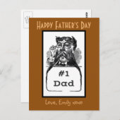 #1パパヴィンテージスケッチ ポストカード (正面/裏面)