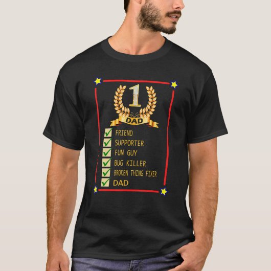 1パパ友人サポーターおもしろい男バグキラー壊れたT Tシャツ (正面)