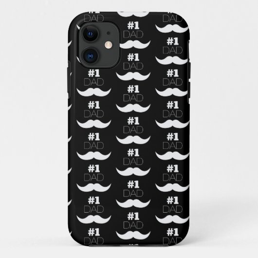 #1パパ白黒の口ひげ – ナンバーワン Case-Mate iPhoneケース (裏面)