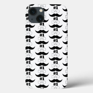 #1パパ白黒の口ひげ – ナンバーワン iPhone 13ケース