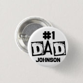 #1パパ白黒パーソナライズされた 缶バッジ (正面&裏面)