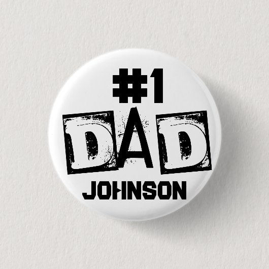 #1パパ白黒パーソナライズされた 缶バッジ (正面)