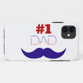 #1パパ赤白と青の口ひげ – ナンバーワン Case-Mate iPhoneケース (裏面(横))