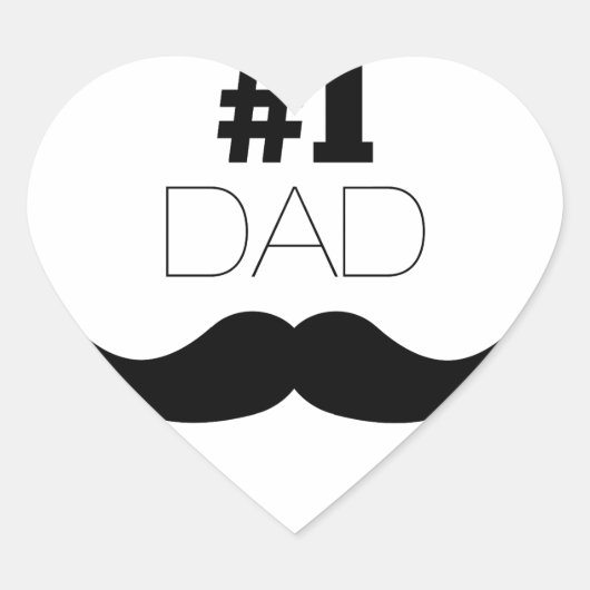 #1パパ黒口ひげ – ナンバーワン ハートシール (正面)