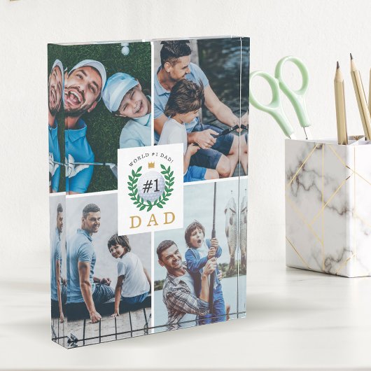 #1パパ、ハッピーファーザーズ・デイ・ゴルフテーマフォトコラージュ フォトブロック