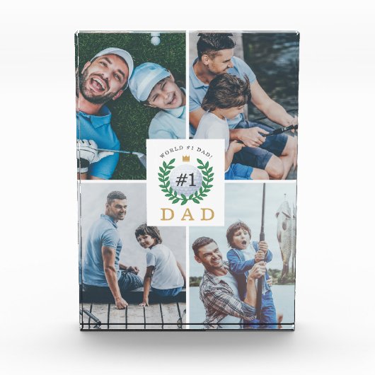 #1パパ、ハッピーファーザーズ・デイ・ゴルフテーマフォトコラージュ フォトブロック (正面)