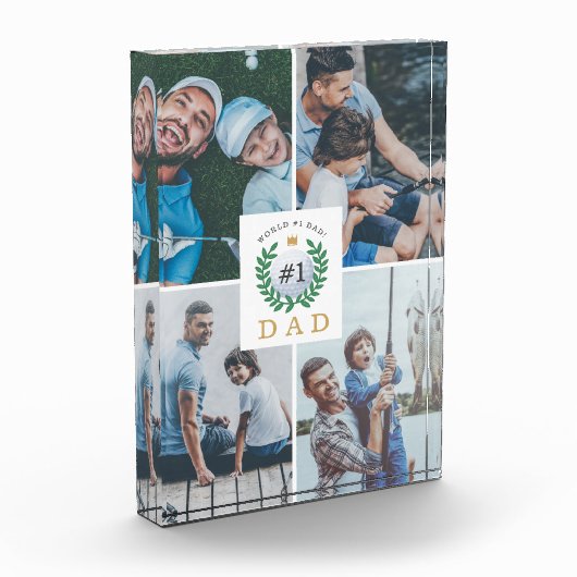 #1パパ、ハッピーファーザーズ・デイ・ゴルフテーマフォトコラージュ フォトブロック (左)