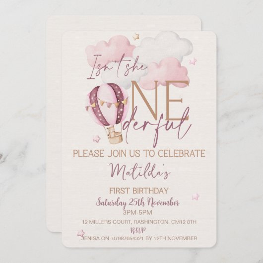 1パーソナライズされたダーフル最初の誕生日招待状 招待状 (正面/裏面)