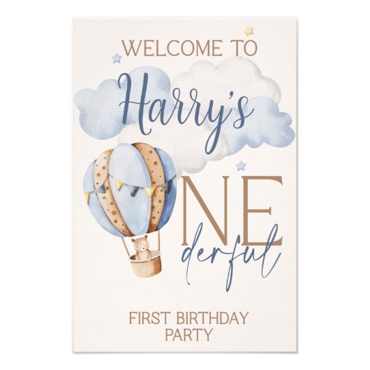 1パーソナライズされたダーフル1歳の誕生日アクリルサイン フォトプリント            (正面)