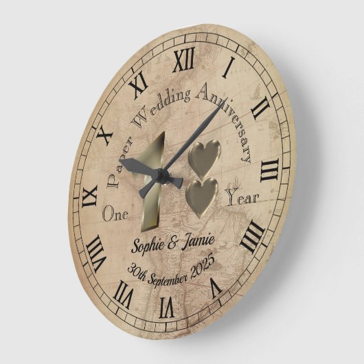 1パーソナライズされた周年記念結婚ギフトクロック ラージ壁時計 (傾斜)