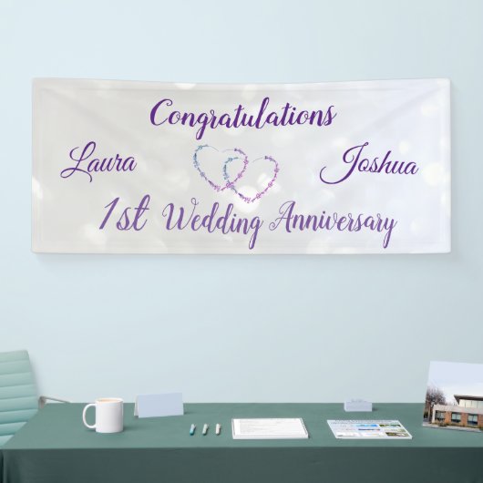 1パーソナライズされた周年記念結婚バナー 横断幕 (トレードショー)