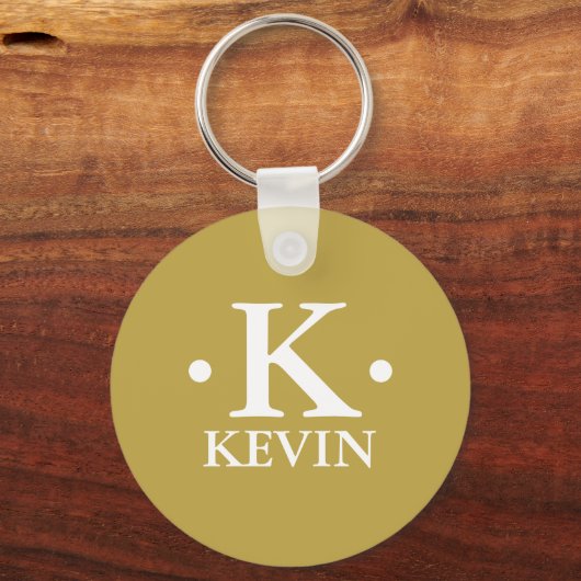 1パーソナライズされた文字モノグラム黄黄色 キーホルダー (裏面)
