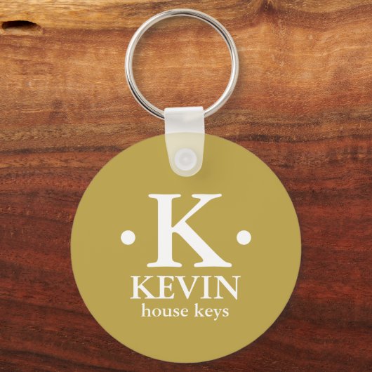 1パーソナライズされた文字モノグラム黄黄色 キーホルダー (正面)